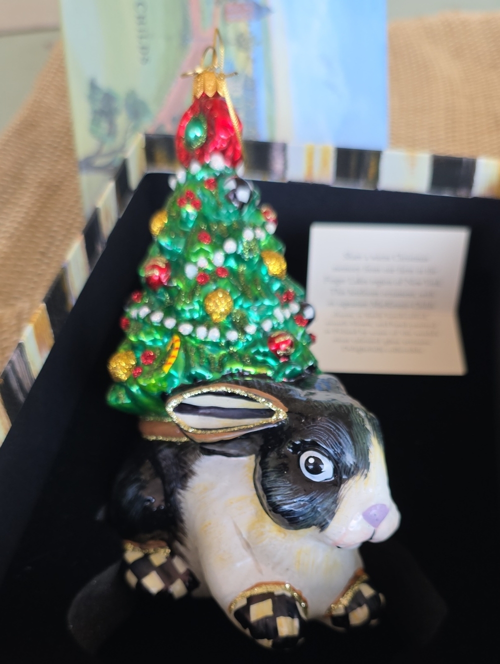 MacKenzie-Childs "Holiday Rabbit" Glass Ornament 🎄